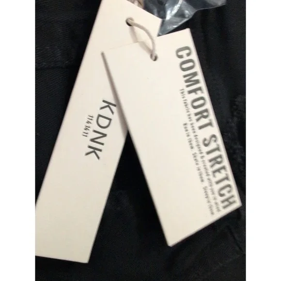 KDNK Men's Black Trucker Jean Jacket Orange Reflective Accents KN05041 Size S - Picture 12 of 13